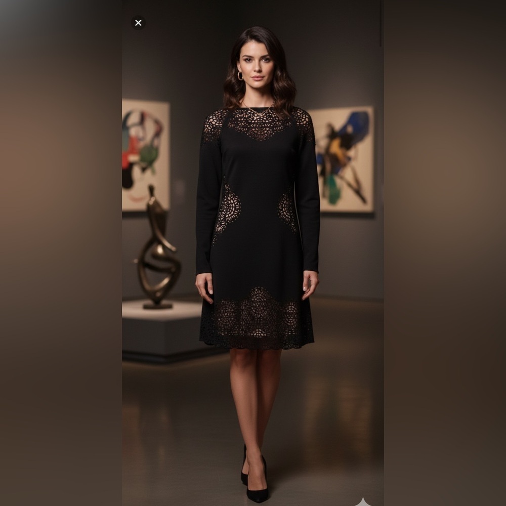 Temberley London Elegant Black Lace Dress size S